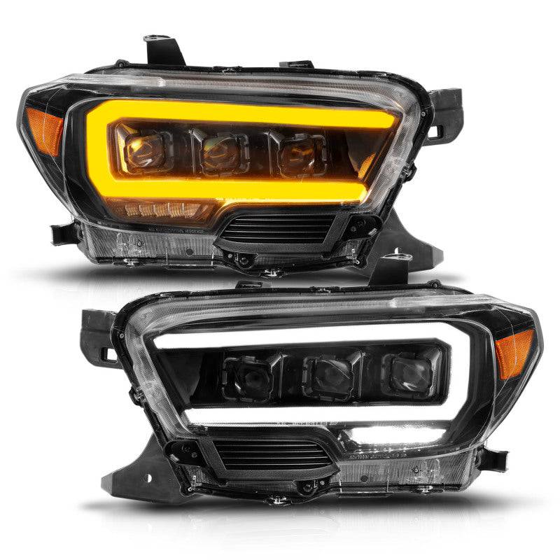 ANZO 16-22 Toyota Tacoma LED Projector Headlights w/ Light Bar Sequential Black Housing w/Initiation - My Store