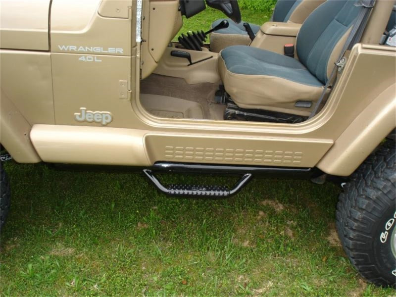 N-Fab Nerf Step 97-06 Jeep Wrangler TJ/BJ 2 Door All - Gloss Black - W2W - SRW - 3in - Mammoth Racing -