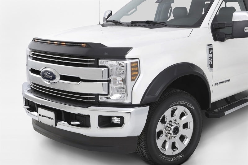 AVS 2017-2019 Ford F250 Super Duty Aeroskin Low Profile Hood Shield w/ Lights - Black - Mammoth Racing -