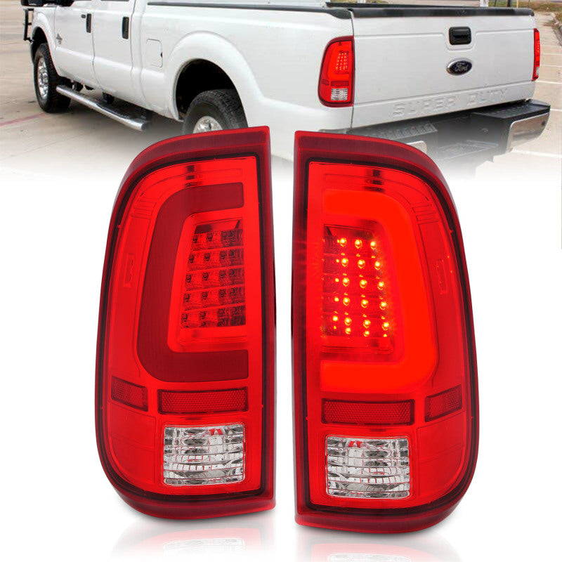 ANZO 2008-2016 Ford F-250 LED Taillights Chrome Housing Red/Clear Lens (Pair) - Mammoth Racing -