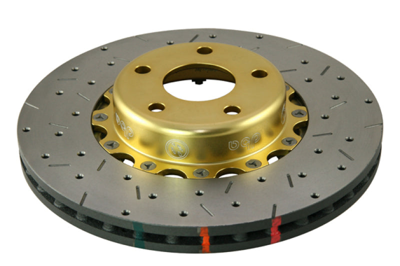 DBA 02-10 WRX / 13+ FR-S / 13+ BRZ Premium Front Drilled & Slotted 5000 Series Rotor w/ Gold Hat - Mammoth Racing -