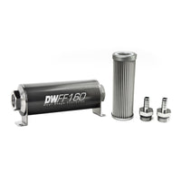 DeatschWerks Stainless Steel 3/8in 10 Micron Universal Inline Fuel Filter Housing Kit (160mm) - Mammoth Racing -