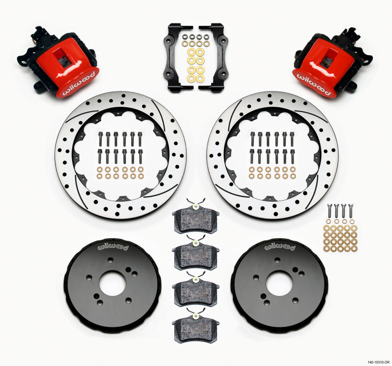 Wilwood Combination Parking Brake Rear Kit 12.88in Drilled Red Honda S2000 - Mammoth Racing -