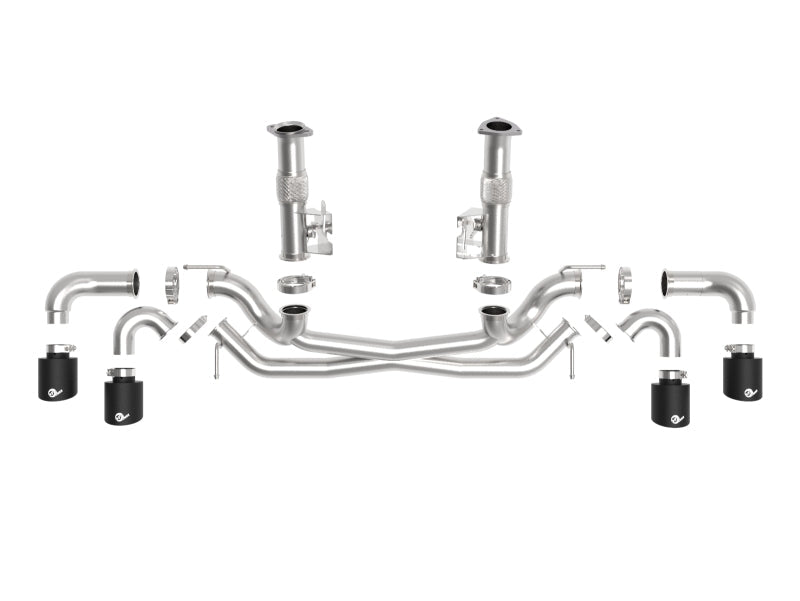 aFe MACH Force-Xp 3in to 2-1/2in 304SS Cat-Back (No Muff.) 2020 Chevy Corvette (C8) 6.2L - Black Tip - Mammoth Racing -