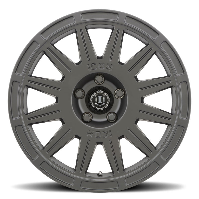 Icon Ricochet 17x8 5x108 38mm Offset 6in BS Satin Black Wheel - Mammoth Racing -