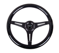 NRG Classic Wood Grain Steering Wheel (350mm) Black Sparkled Grip w/Black 3-Spoke Center - My Store