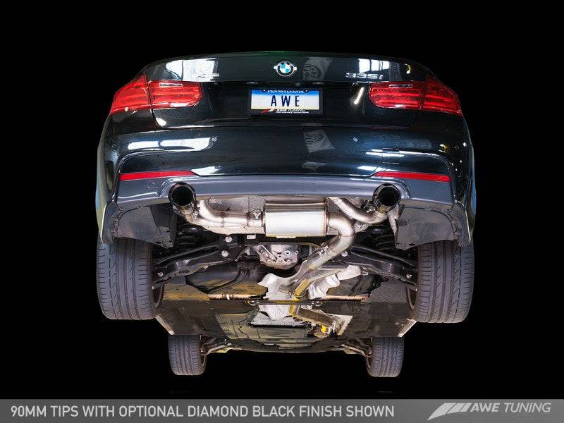 AWE Tuning BMW F3X 335i/435i Touring Edition Axle-Back Exhaust - Diamond Black Tips (90mm) - My Store