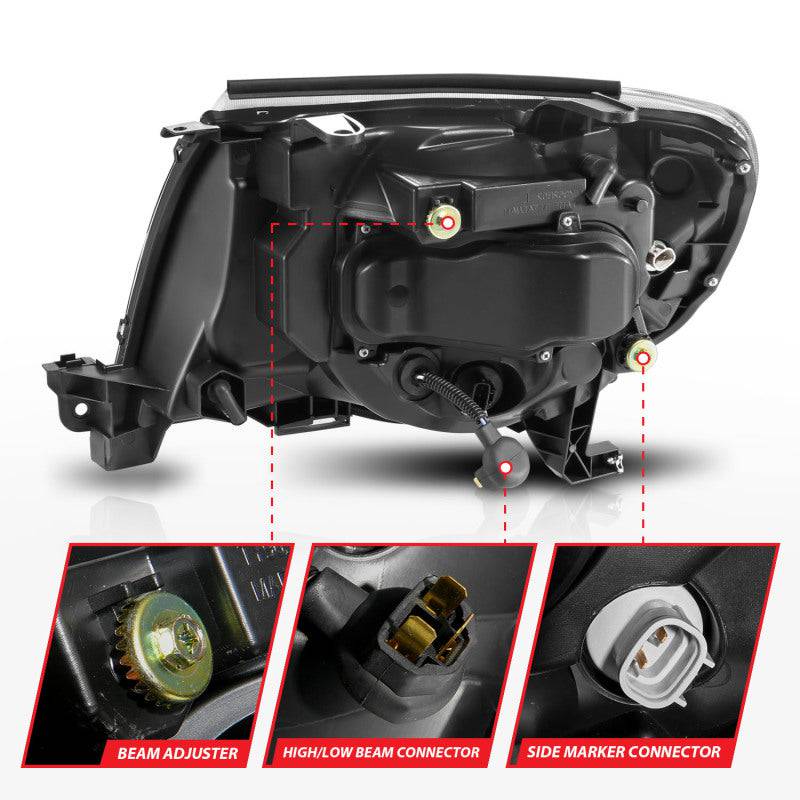 ANZO 05-11 Toyota Tacoma Projector Headlights w/Light Bar Switchback Black Housing - My Store