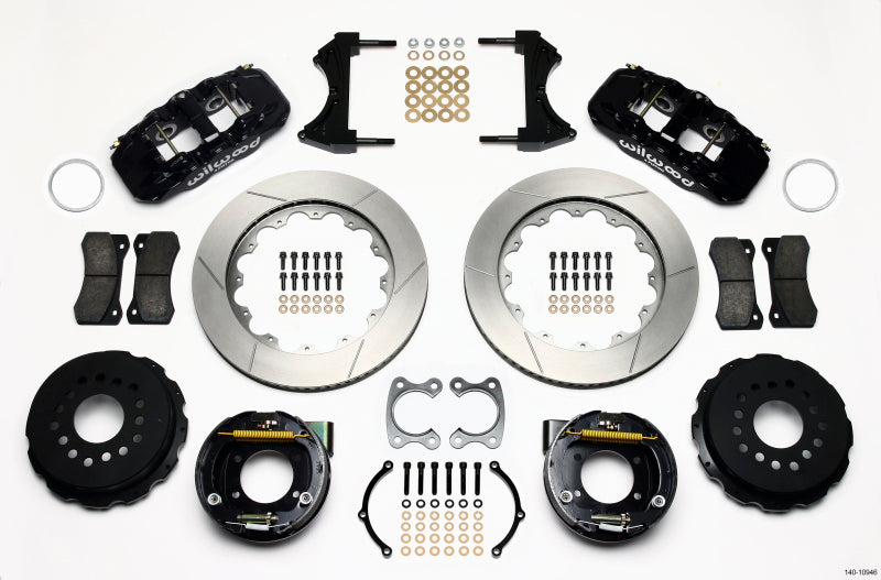 Wilwood Aero4 Rear P-Brake Kit 14.00in Small Ford 2.66in Offset - Mammoth Racing -