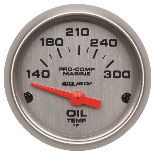 Autometer Marine Silver Ultra-Lite 2-1/16in Electric Oil Temperature Gauge 140-300 Deg F - My Store