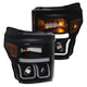 ANZO 11-16 Ford F-150 Super Duty Projector Headlights w/ U-Bar Switchback Black w/ Amber - My Store