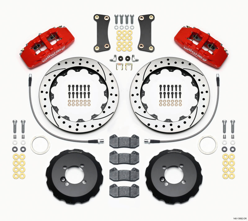 Wilwood Dynapro 6 Front Hat Kit 12.88in Drilled Red 2002-Up Mini Cooper w/ Lines - Mammoth Racing -