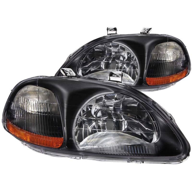 ANZO 1996-1998 Honda Civic Crystal Headlights Black - My Store