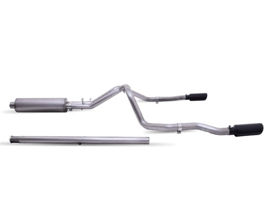 Gibson 20-21 Chevy Silverado 6.6l 2.5in Cat-Back Dual Split Exhaust System Stainless - Black Elite - Mammoth Racing -