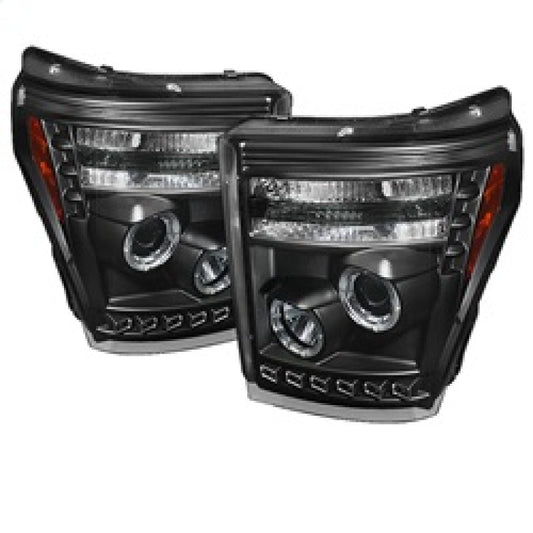 Spyder Ford Super Duty 11-15 Projector Headlights CCFL Halo DRL Blk Low 9006 PRO-YD-FS11-CCFL-BK - Mammoth Racing -