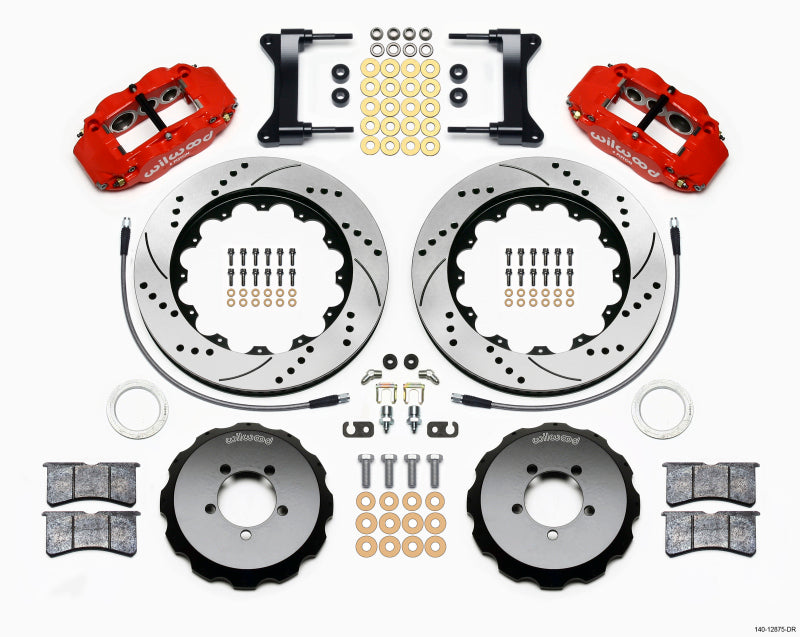 Wilwood Narrow Superlite 6R Front Hat Kit 14.00in Drilled Red 1999-2012 Subaru WRX w/Lines - Mammoth Racing -