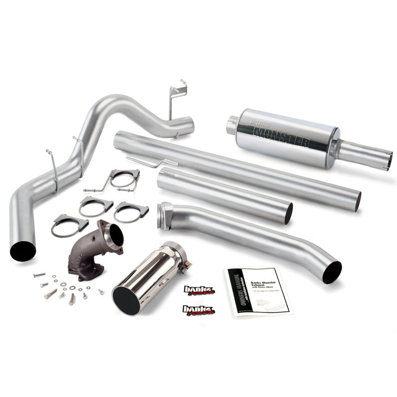 Banks Power 98-02 Dodge 5.9L Std Cab Monster Exh w/ Power Elbow - SS Single Exh w/ Chrome Tip - Mammoth Racing -