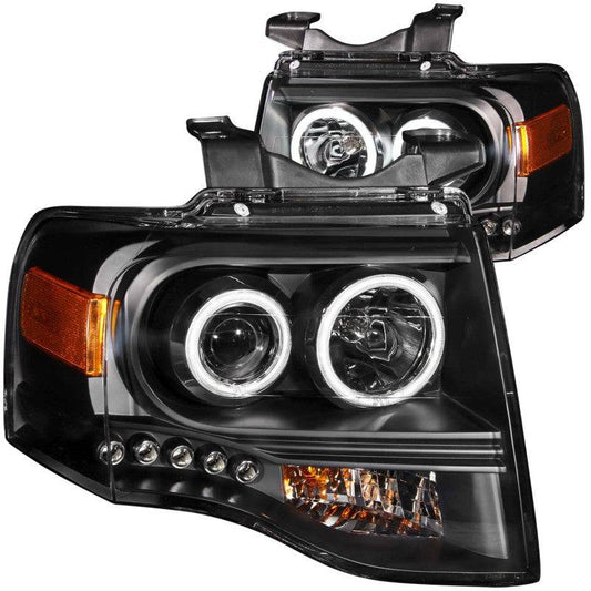 ANZO 2007-2014 Ford Expedition Projector Headlights w/ Halo Black - My Store