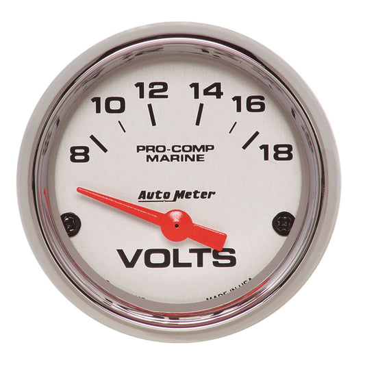 Autometer Marine Chrome Ultra-Lite 2-1/16in 18V Electric Voltmeter Gauge - My Store