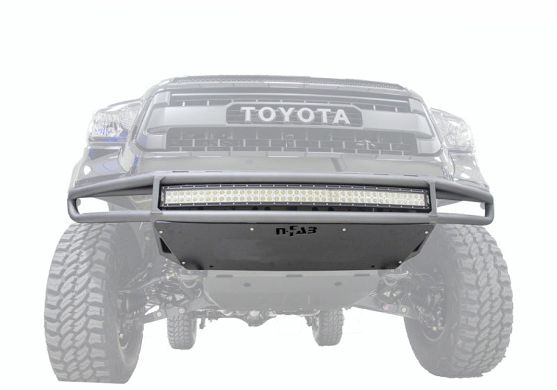 N-Fab M-RDS Front Bumper 14-17 Toyota Tundra - Gloss Black w/Silver Skid Plate - Mammoth Racing -