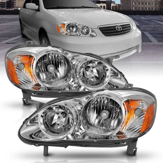 ANZO 2005-2008 Toyota Corolla Crystal Headlight Chrome Amber - My Store