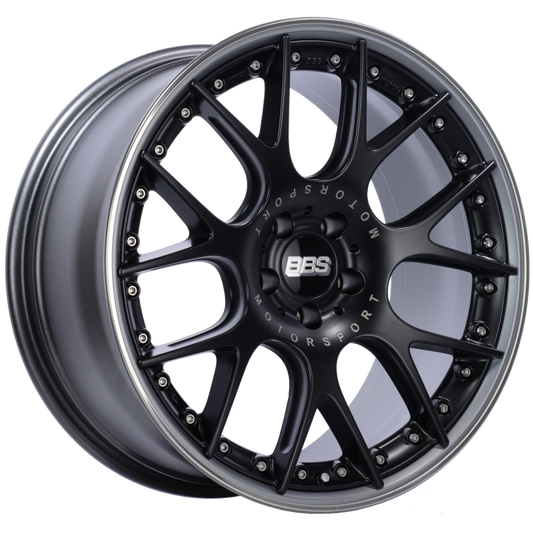 BBS CH-RII 20x9 5x112 ET30 Satin Black Center Platinum Lip SS Rim Prot Wheel -82mm PFS/Clip Req - Mammoth Racing -