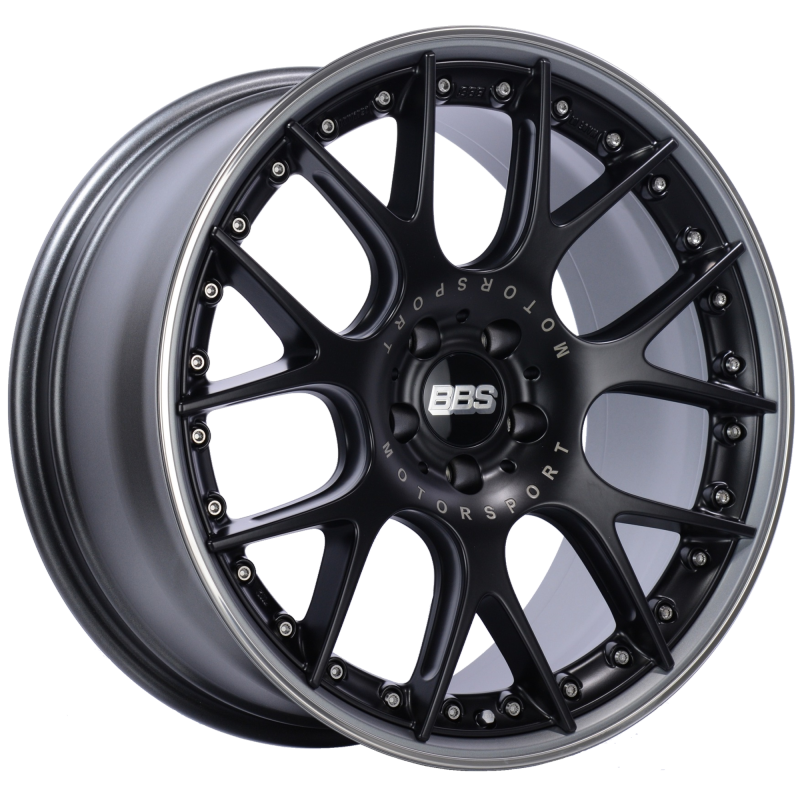 BBS CH-RII 20x9 5x120 ET25 Satin Black Center Platinum Lip SS Rim Prot Wheel -82mm PFS/Clip Req - Mammoth Racing -