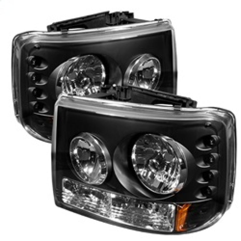 Spyder Chevy Silverado 1500 99-02 LED Crystal Headlights Blk HD-YD-CS99-1PC-AM-BK - Mammoth Racing -