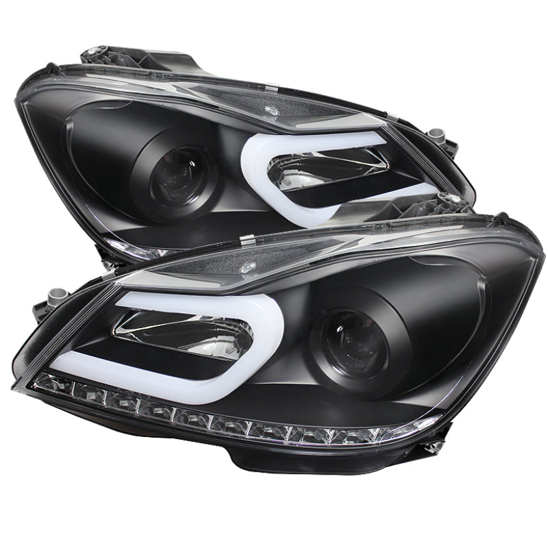 Spyder Mercedes Benz W204 C-Class 12-13 Projector Halogen Model- DRL Blk PRO-YD-MBW20412-DRL-BK - Mammoth Racing -