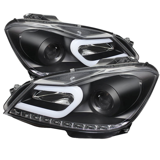 Spyder Mercedes Benz W204 C-Class 12-13 Projector Halogen Model- DRL Blk PRO-YD-MBW20412-DRL-BK - Mammoth Racing -