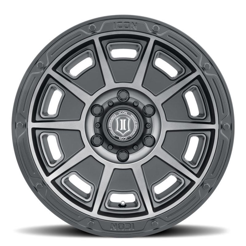 Icon Victory 17x8.5 6x120 0mm Offset 4.75in BS Smoked Satin Black Tint Wheel - Mammoth Racing -