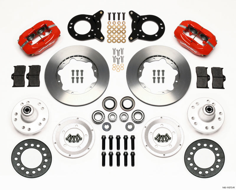 Wilwood Forged Dynalite Front Kit 11.00in Red 1970-1973 Mustang Disc & Drum Spindle - Mammoth Racing -