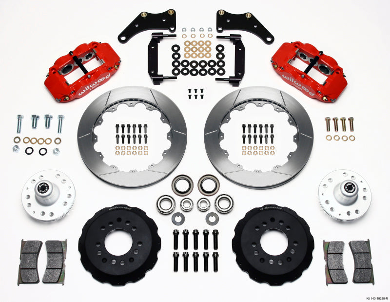 Wilwood Narrow Superlite 6R Front Hub Kit 12.88in Red Large GM 57-70 Drop Spindle - Mammoth Racing -