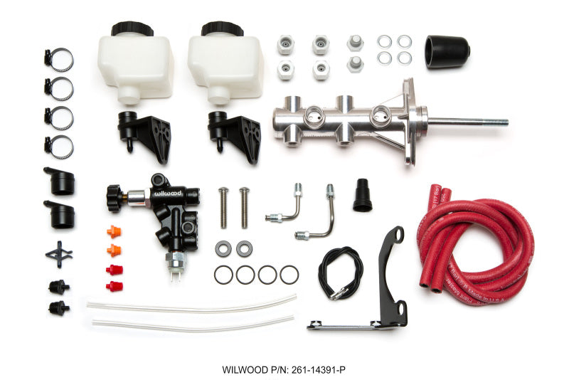 Wilwood Remote Tandem M/C - 1.12in Bore - w/Bracket and Valve (Pushrod) - Polish - My Store