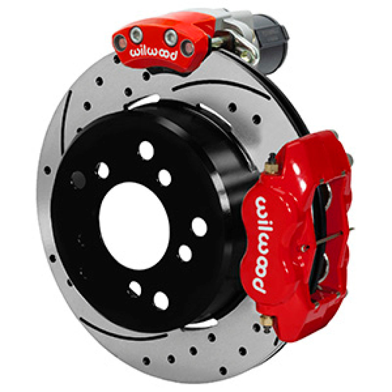 Wilwood Forged Dynalite Rear Electronic Parking Brake Kit - Red Powder Coat Caliper - D/S Rotor - My Store
