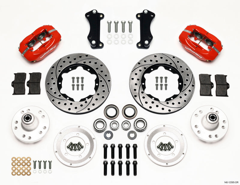 Wilwood Forged Dynalite Front Kit 11.00in Drill-Red Heidts Tri -5 2 inch Drop Spindle - Mammoth Racing -