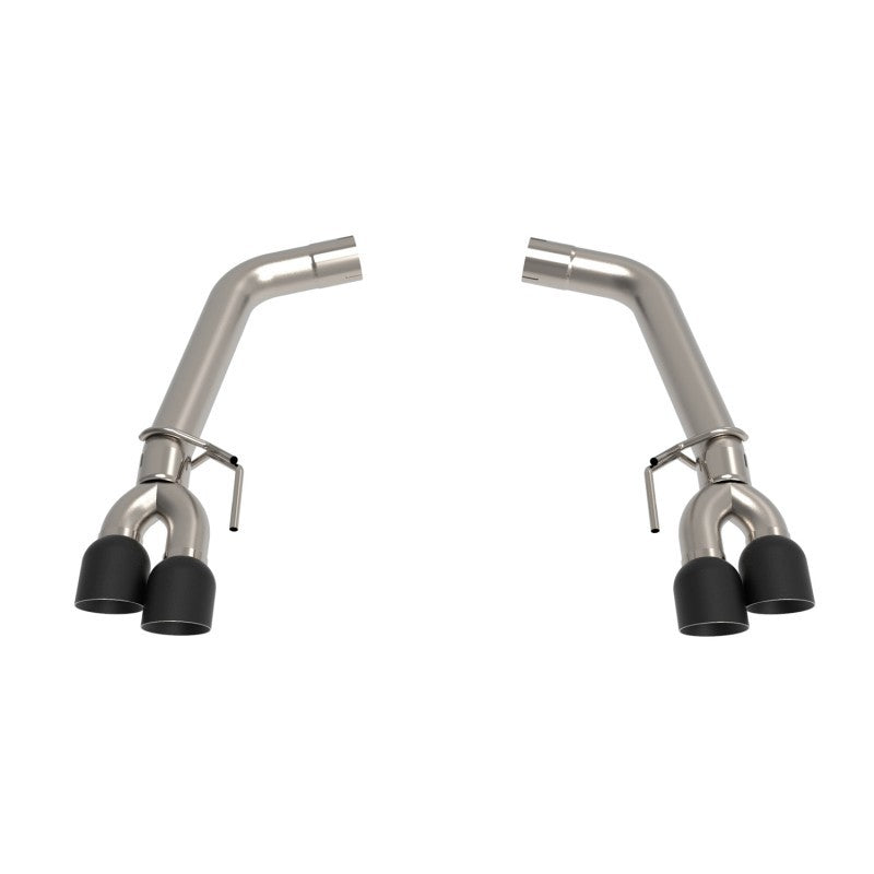 Kooks 2018+ Mustang 5.0l 4V OEM x 3in Axle-Back Exhaust w/Muffler Deletes & 4in Black Quad Tips - Mammoth Racing -