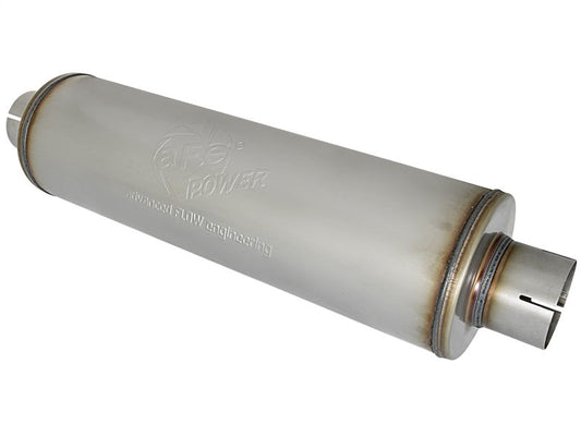 aFe MACH Force-Xp 409 SS Muffler 3-1/2in ID Center/Center x 7in Dia x 24in L - Round Body - Mammoth Racing -