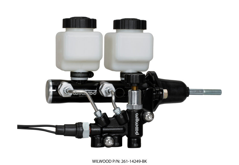Wilwood Tandem Remote M/C Kit w L/H Brkt & Prop Valve - 7/8in Bore Black-W/Pushrod - My Store