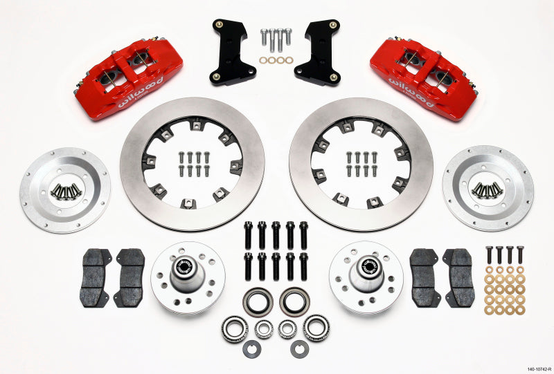 Wilwood Dynapro 6 Front Hub Kit 12.19in Red 74-80 Pinto/Mustang II Disc Spindle only - Mammoth Racing -