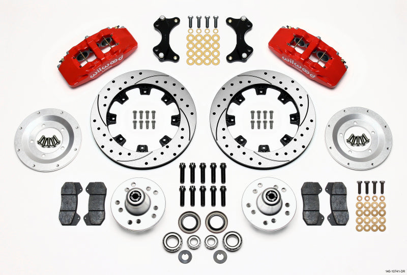 Wilwood Dynapro 6 Front Hub Kit 12.19in Drilled Red WWE ProSpindle - Mammoth Racing -