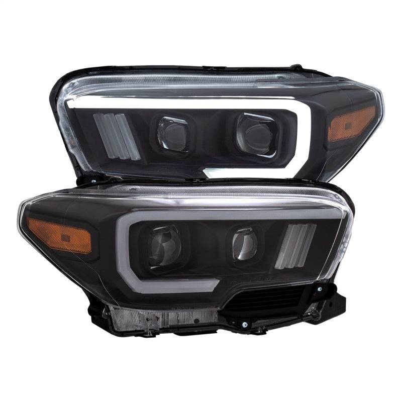 ANZO 2016-2017 Toyota Tacoma Projector Headlights w/ Plank Style Switchback Black w/ Amber - My Store