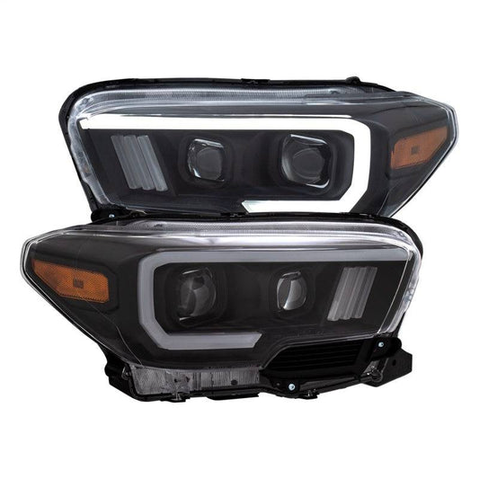 ANZO 2016-2017 Toyota Tacoma Projector Headlights w/ Plank Style Switchback Black w/ Amber - My Store