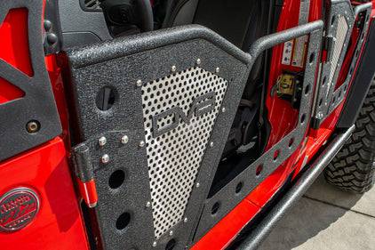 DV8 Offroad Jeep 18+ Wrangler JL / 20+ Gladiator JT Front Rock Doors w/ Perforated Aluminum Mesh - Mammoth Racing -