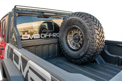 DV8 Offroad 2019+ Jeep Gladiator Universal Stand Up In-Bed Tire Carrier - Mammoth Racing -