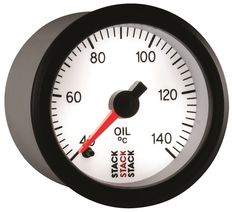 Autometer Stack 52mm 40-140 Deg C 1/8in Nptf Male Pro Stepper Motor Oil Temp Gauge - White - My Store
