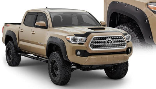 Bushwacker 16-18 Toyota Tacoma Pocket Style Flares 4pc 60.5/73.7in Bed - Black - Mammoth Racing -