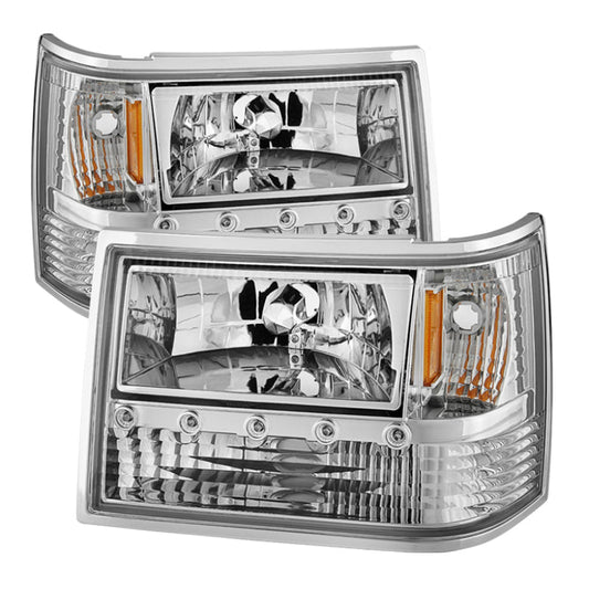 Xtune Jeep Grand Cherokee 93-98 1Pc Crystal Headlights Chrome HD-ON-JGC93-1PC-LED-C - Mammoth Racing -