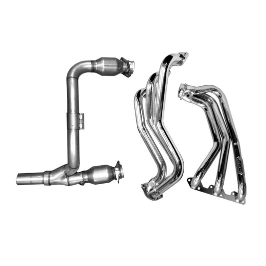 BBK 07-11 Jeep 3.8 V6 Long Tube Exhaust Headers And Y Pipe And Converters - 1-5/8 Silver Ceramic - My Store
