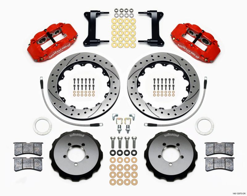 Wilwood Narrow Superlite 6R Front Hat Kit 12.88in Drill Red 2012-Up Toyota / Scion FRS w/ Lines - Mammoth Racing -